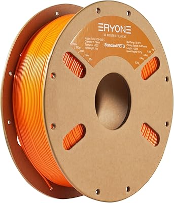 20 – ERYONE PETG Filament for 3D Printer, 1.75mm +/-0.03mm, 1kg(2.2LBS)/Spool, Orange