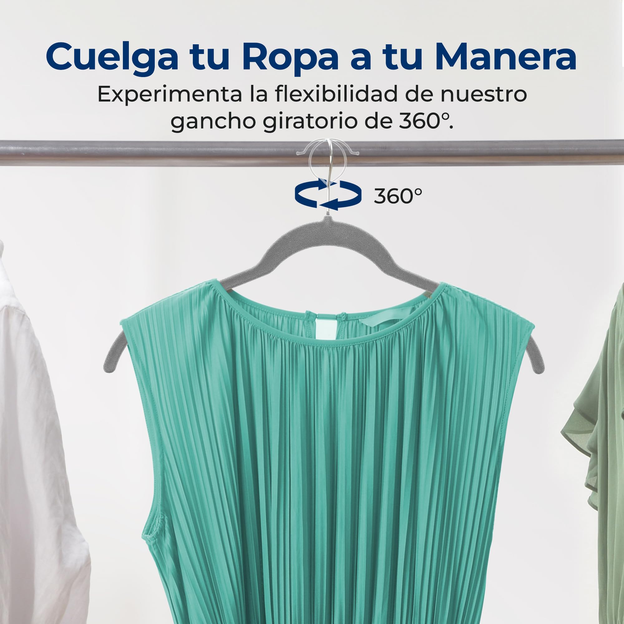 SereneLife Perchas, Ropa, de Terciopelo, Antideslizantes, Finas y Suaves. 50 Piezas, con Gancho Giratorio de 360°