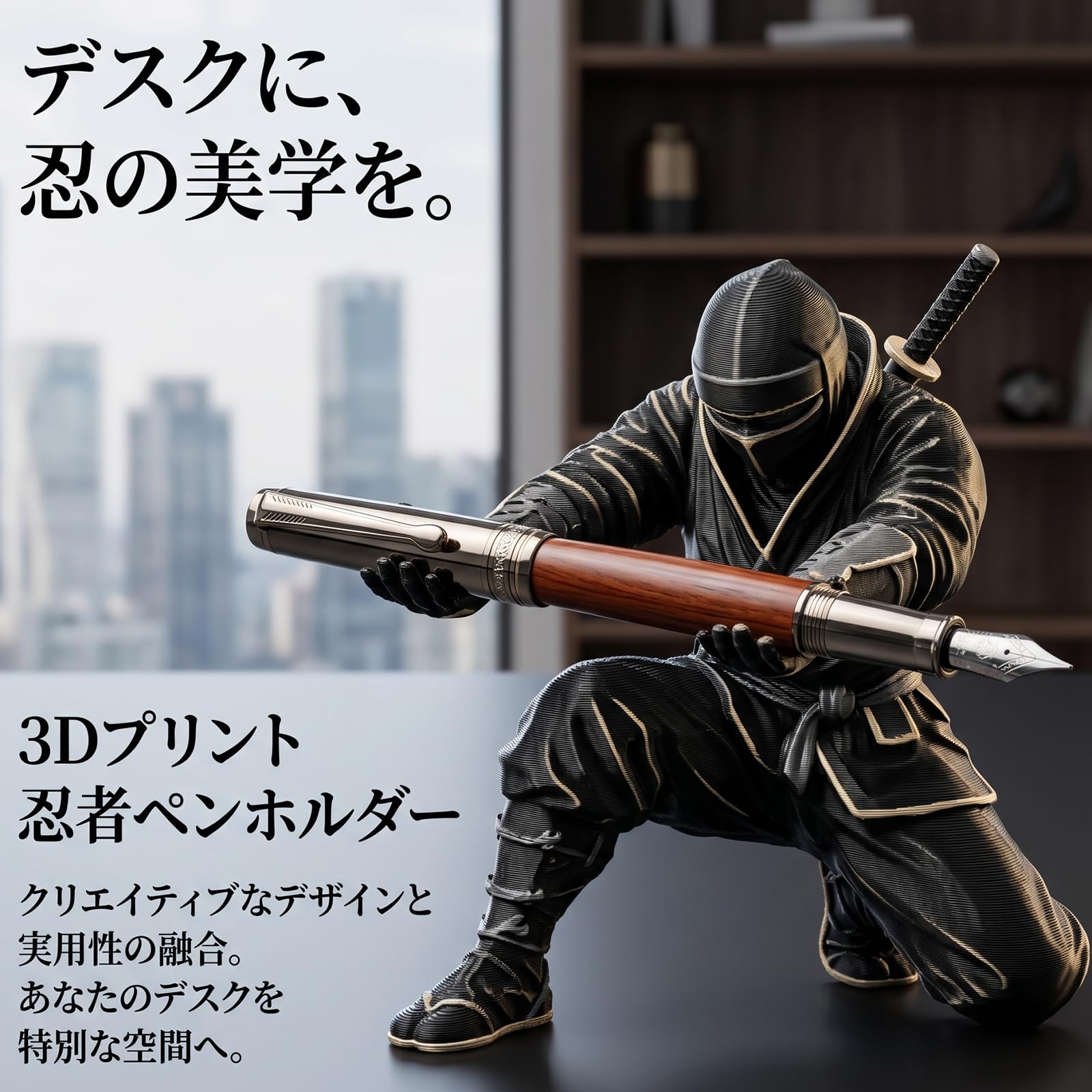 Amazon.co.jp: 3Dプリント 忍者 ペン立て ペンホルダー 卓上 収納 忍者