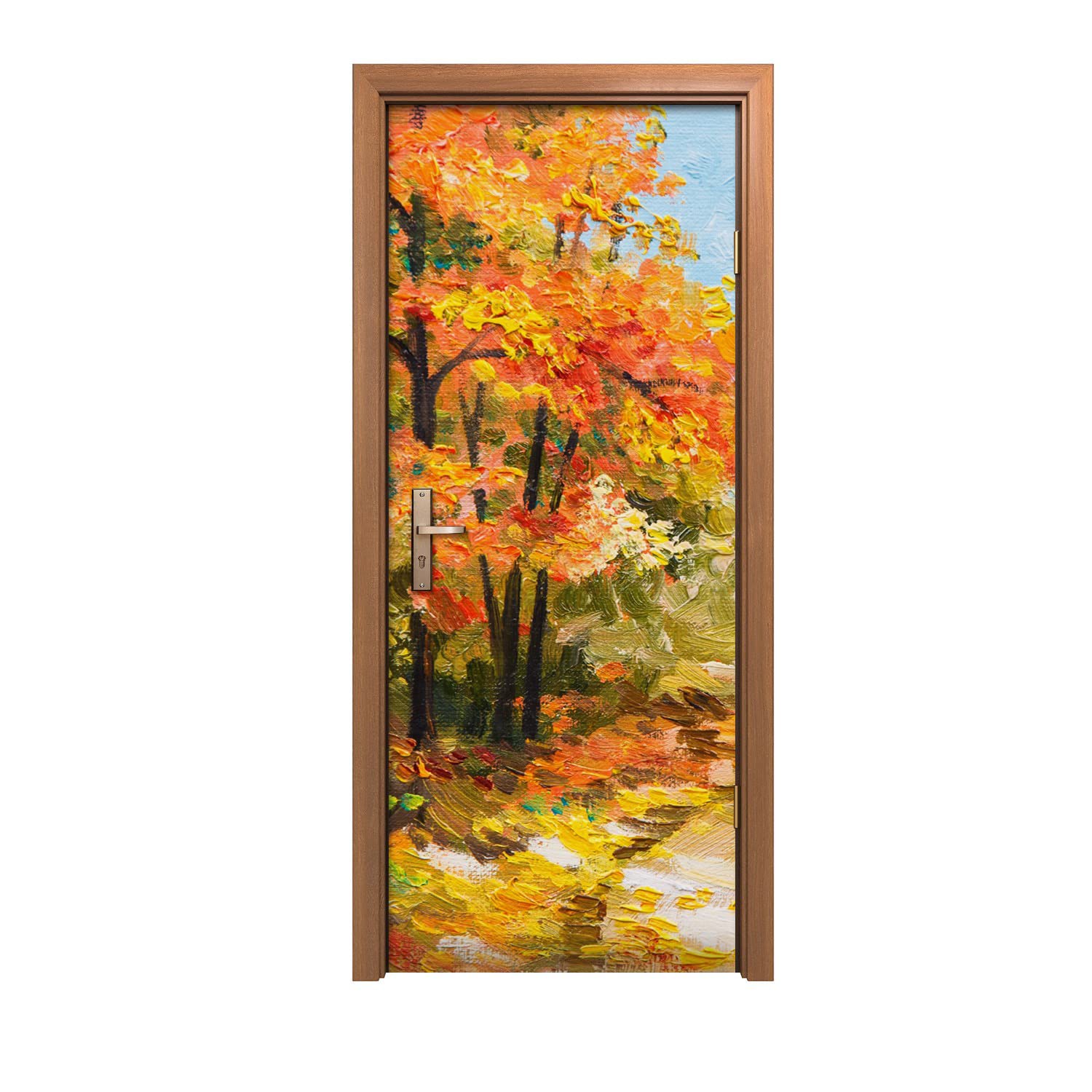 Décoration autocollante de porte grand format 90x200 cm style nature épurée