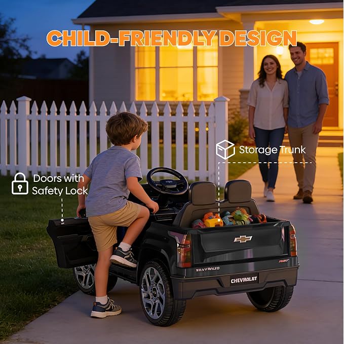 Coche eléctrico Chevrolet Silverado 24V para niños, control remoto, luces y música miniatura 7
