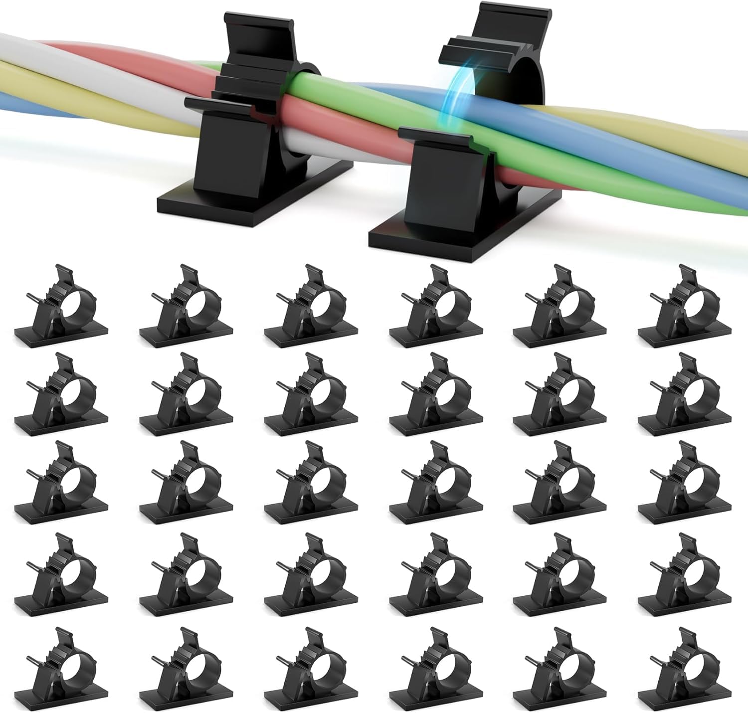 10Pcs Black Wire Clips Self Adhesive Cables Clamps Adjustable Cable Organizer Cord Holder for RV, Car, Workshop, Electrical Ethernet, Audio Cables