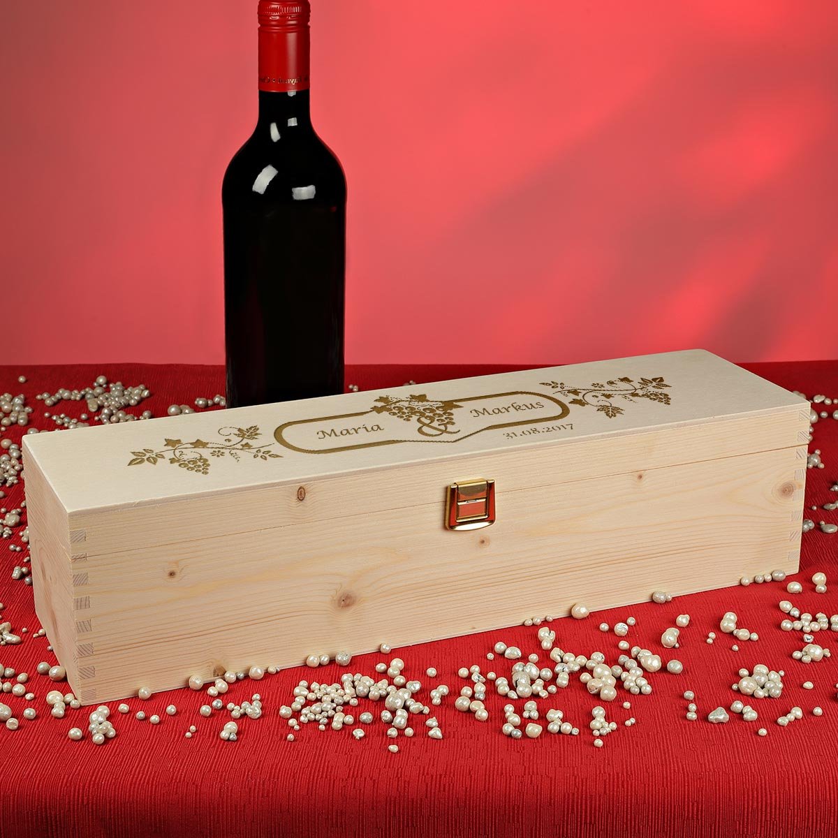 Scatola Legno Per Vino Naturale - Portabottiglie Regalo Con Coperchio, 35x9.8x10 Cm, Per Natale E Occasioni Speciali - Foto 6