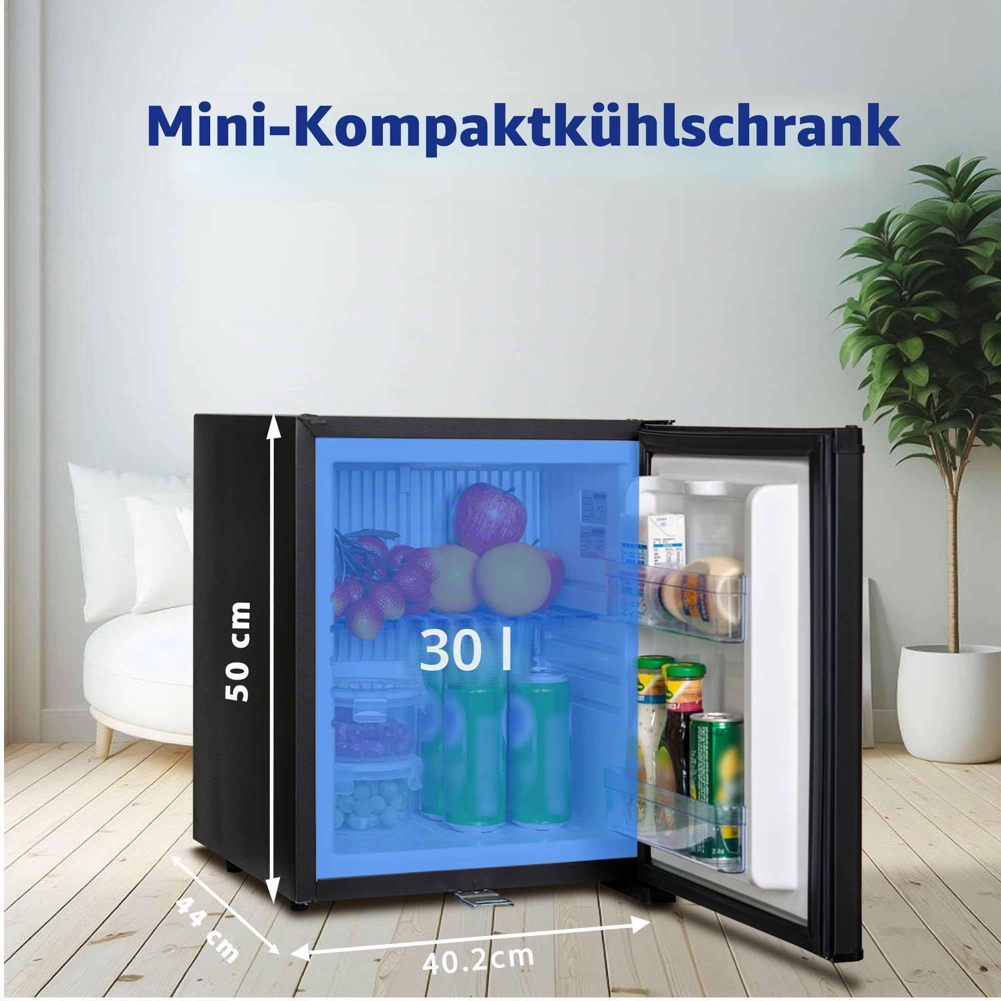 Smad 30L Camping Kühlschrank 12v 230v, Leiser Wohnmobil Absorber Kühlschrank 12v für wohnwagen, Auto, LKW, Büro, Camper, 0-10° C, mit Schloss, Wendetür, Schwarz