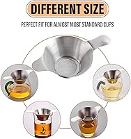 Vista 3 de AUEAR, Paquete de 2 filtros de acero inoxidable de diferentes tamaños de malla fina para embudo de té con asas dobles