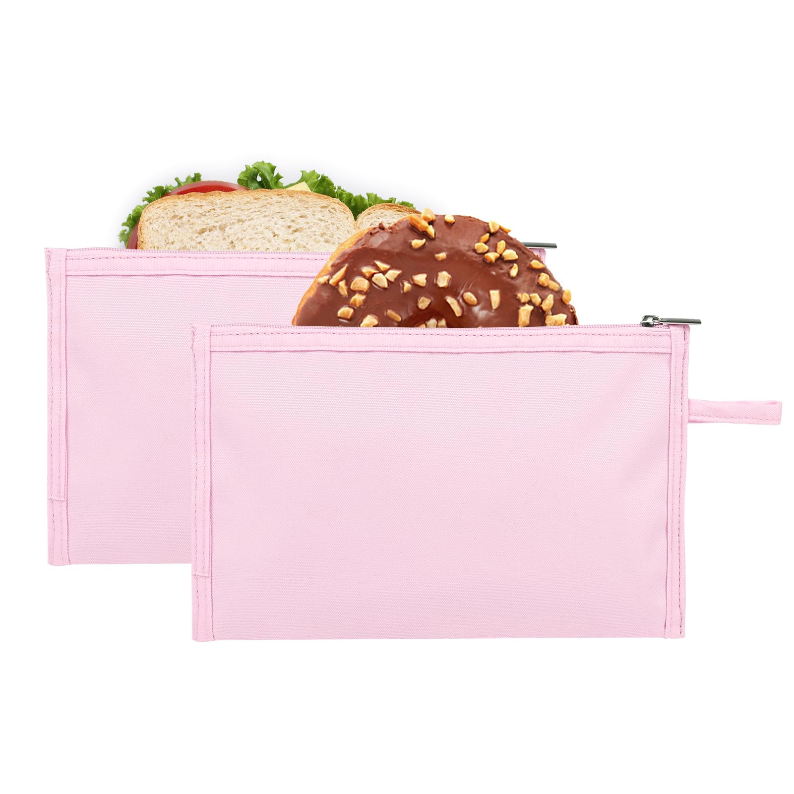 Moyad 2 Pack Reusable Snack Bags Mini Food Lunch Pouch Dishwasher Safe Pink