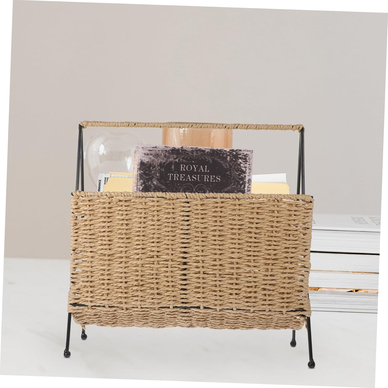 Levemolo Seagrass Snack Organizer Macrame Basket Rattan Decor Book Storage Holder