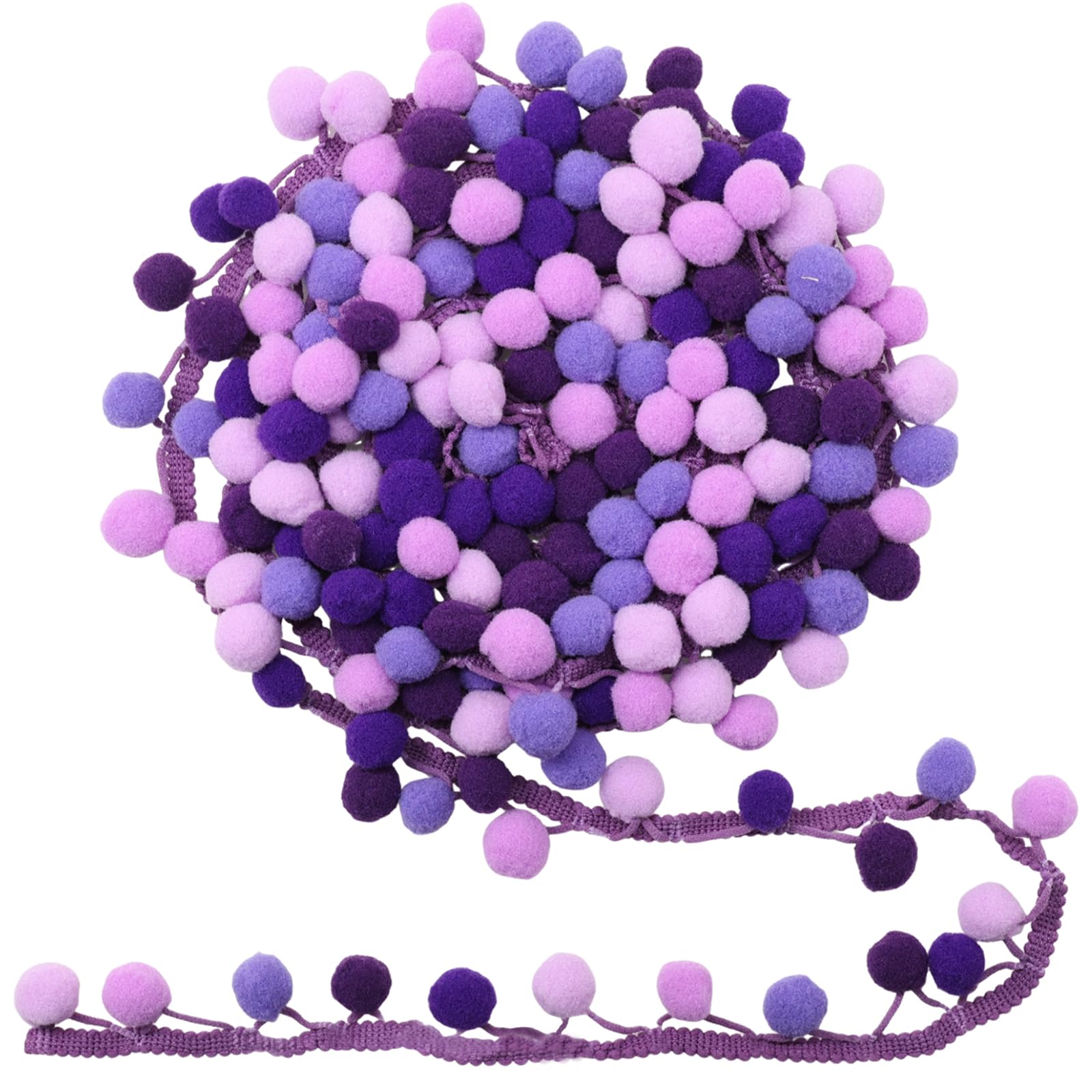 Mini pompons arc-en-ciel violets à franges pour couture et loisirs créatifs