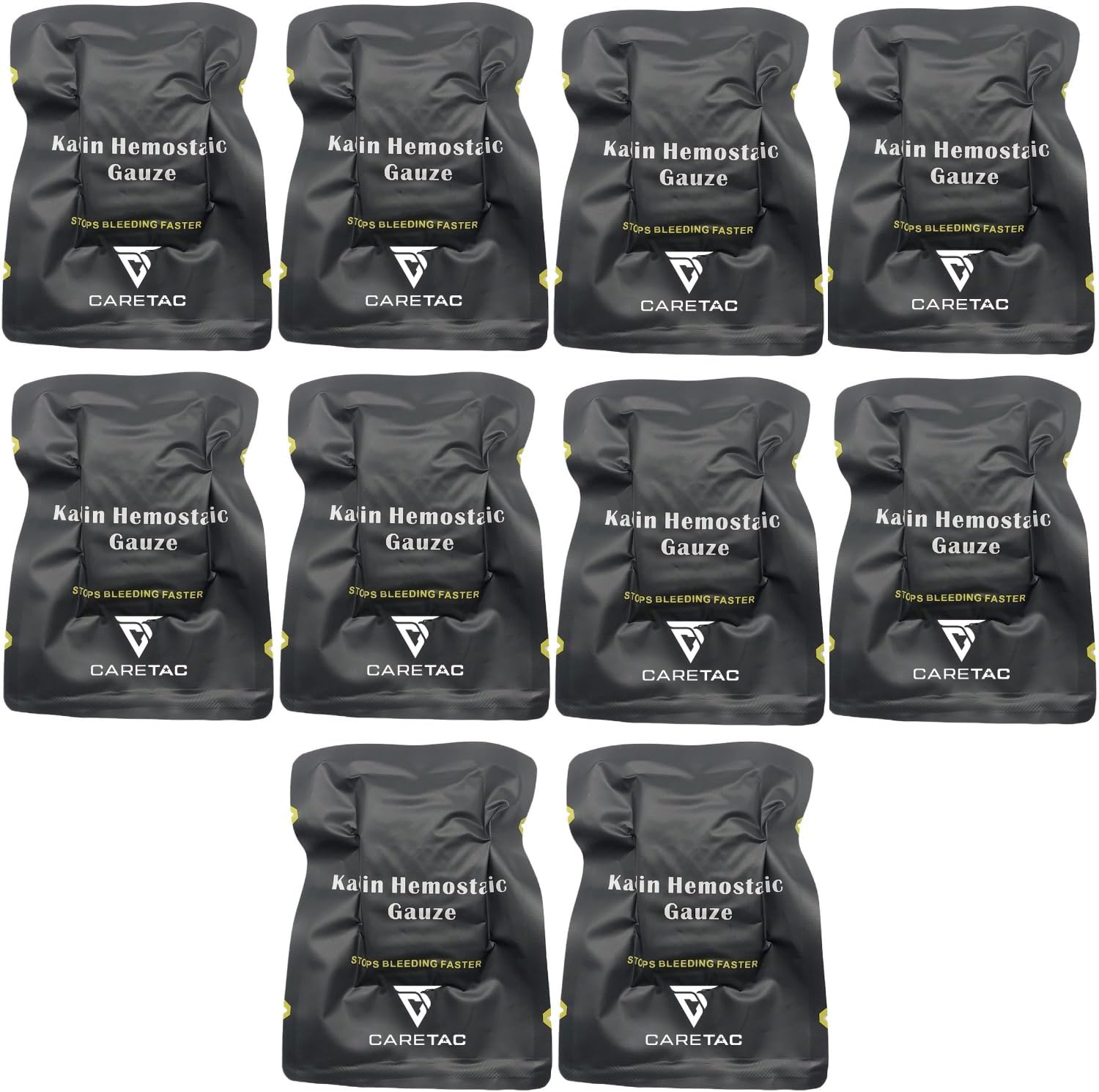 CareTac Advanced Quick Clotting Combat Gauze 3" x 12' – Compressed Hemostatic Z-Folded Wound Packing Medical Gauze with Kaolin for Faster Bleed Stop for Emergency First Aid, Survival & Tactical Gear