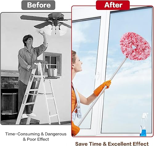 Vista 76 de Limpiador de ventilador de techo reutilizable de microfibra para ventilador de techo, limpiador extraíble con poste de extensión que se ajusta de 13