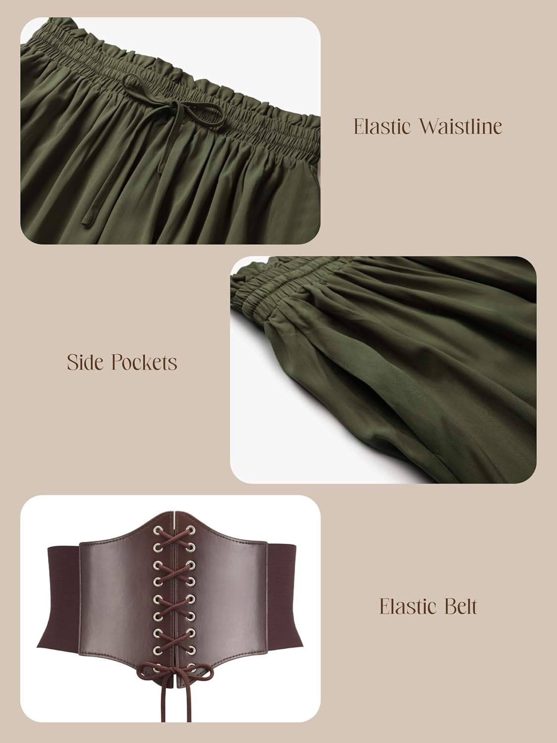 YESSA Renaissance Maxi Skirt with Corset Belt,Renaissance Costumes Pirate Medieval Skirt with Pocket,Ren Faire Costume Outfit - Image 4