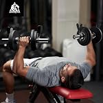 LIONSCOOL Paires de dumbbells rechargeables de 16 po/20 po en classe commerciale, bar/poignée olympique de dombbells de service lourd pour l'entraînement de la force (300LBS/350LBS Capacité de poids), Compatible avec 2’’ Plaques standard, Bonus 4 Serrures