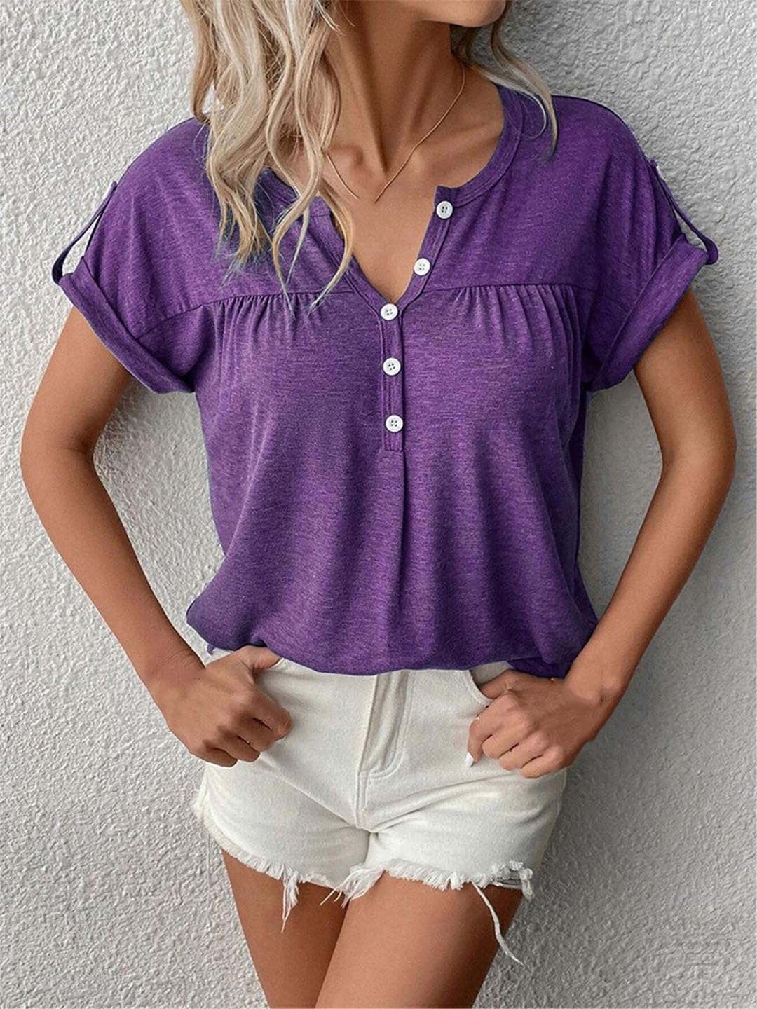 Vogrtcc Magliette Da Donna T-Shirt Casual Oversize A Maniche Corte con Scollo A V