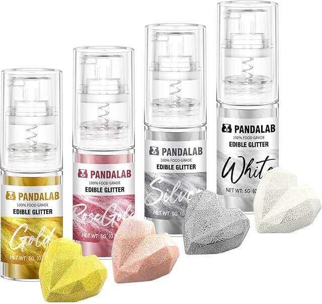 Edible Glitter Spray - Gold White Silver Luster Dust for Drinks, for Bak...