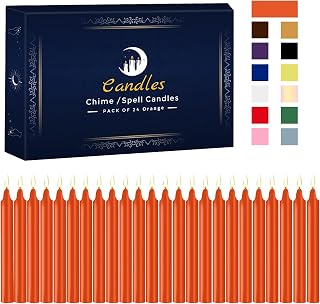24 Pack Orange Spell Chime Candles – Premium Mini Unscented Taper Candles for Rituals, Prayer, Birthdays, Meditation, Altar, Spells, Chime Candles - 4 Inch Tall - Ideal for Witches