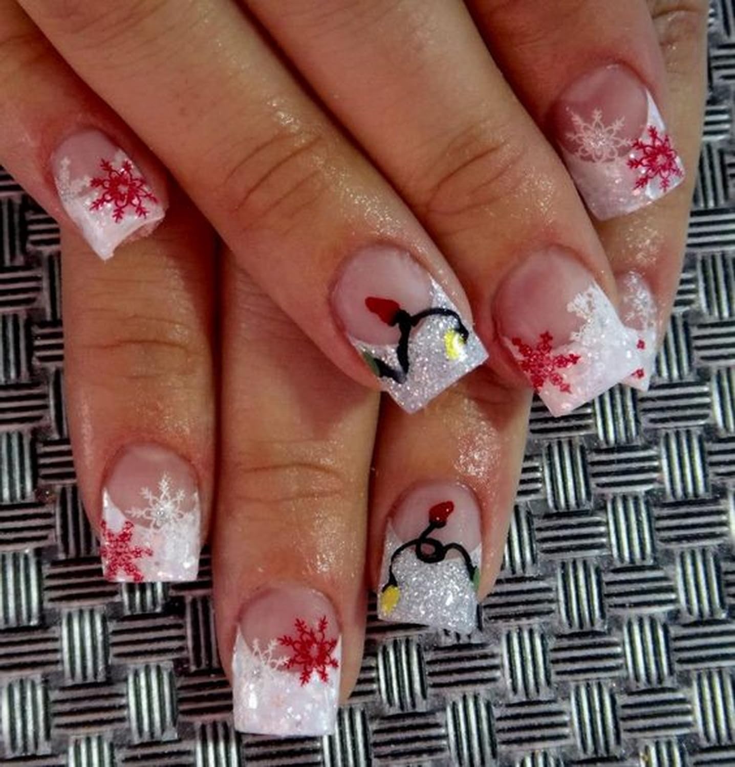 Christmas Glitter French Tip Press-On Nails