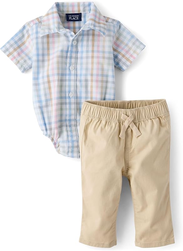 Baby Boys' And Newborn Short Sleeve Top and Pants,2-piece Outfit Set
