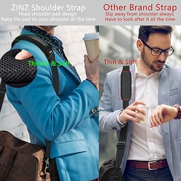 ZINZ Shoulder Strap 78 Universal Bag Strap with Ultra-thick Fixed Padded and Dual Balanced Adjustable Buckles for Briefcase, Travel Bag, Laptop Bag, Crossbody bag - Black