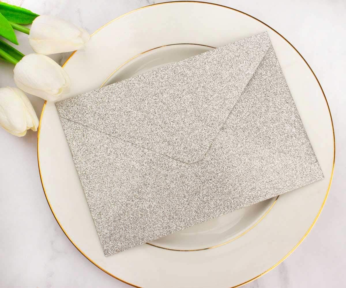 25 PCS A7 Pearlescent Glitter Envelopes,5.35 x 7.7 inches, Perfect for 5x7 Weddings,Invitation Cards,Birthday Greeting Invite (Pearl ivory+ Dark Rose Gold glitter) image 5