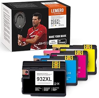 4 Lemero Superx Ink Cartridges Compatible with HP 933XL 932 932XL HP Black 933XL for HP Officejet 6100 6600 6700 7110 7510...
