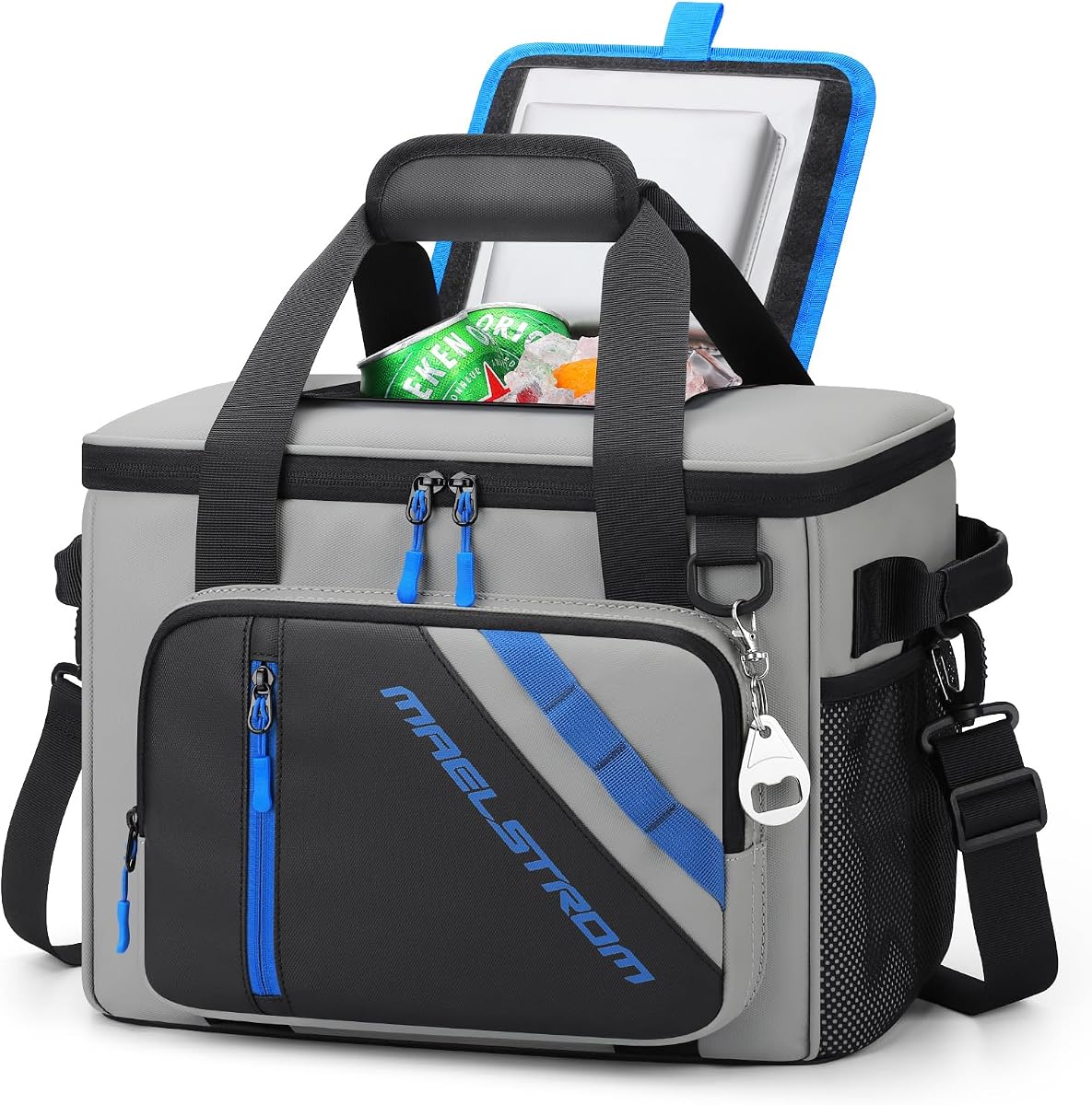 Bolsa térmica suave plegable Maelstrom para 30 latas con apertura de acceso rápido | Aislamiento de 5 capas, frío de 16 horas, a prueba de fugas, impermeable, múltiples bolsillos, abridor de botellas, portátil para playa, camping, picnics