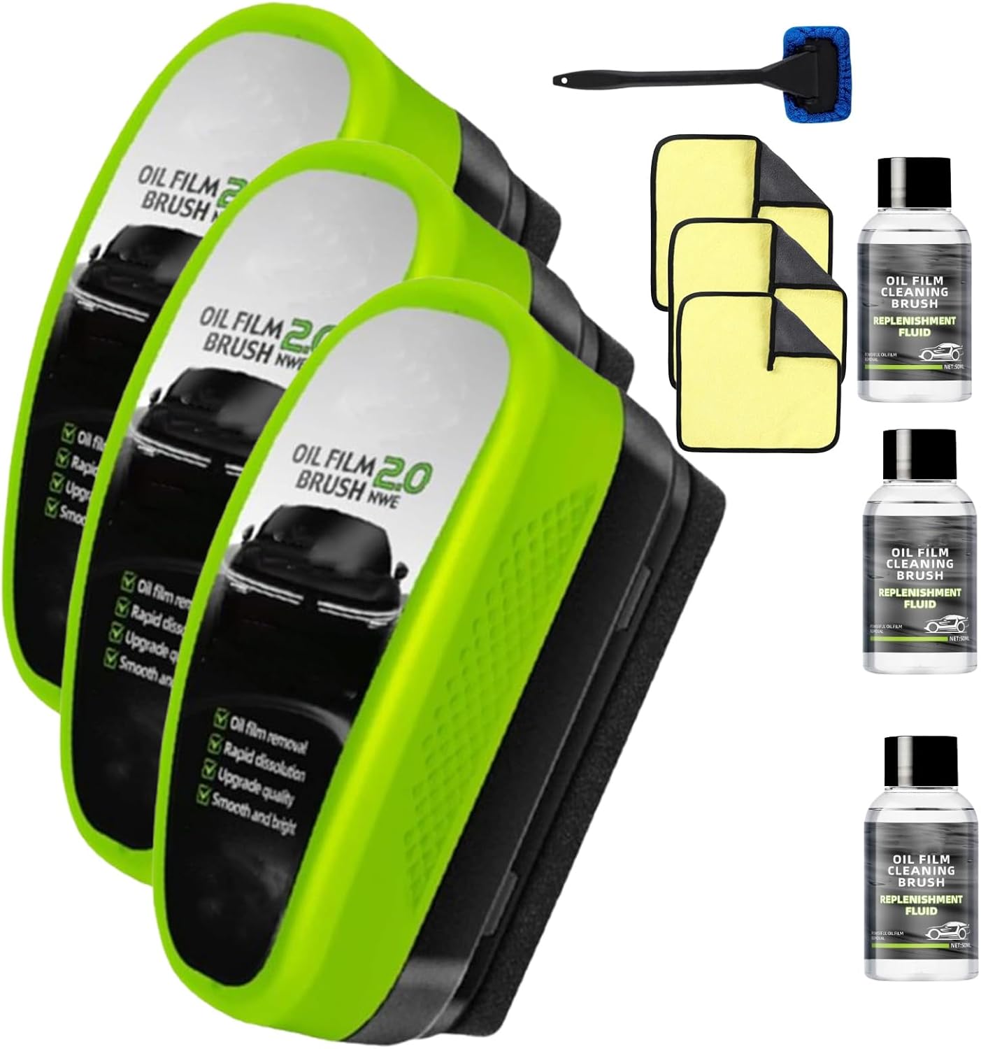 Glass Cleaner, Automotive Oil Film Cleaning Brush, Glass Cleaning Board, For Car Window, Glass (3, Green)