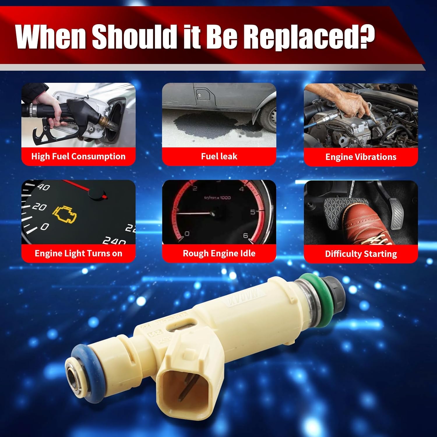 Set of 6 Fuel Injectors YL8Z9F593CC FJ321 Replacement Compatible with Ford Taurus 2001 Escape 2001-2004 Mercury Sable 2001 3.0L V6 - Replaces CM5059 800-1324N