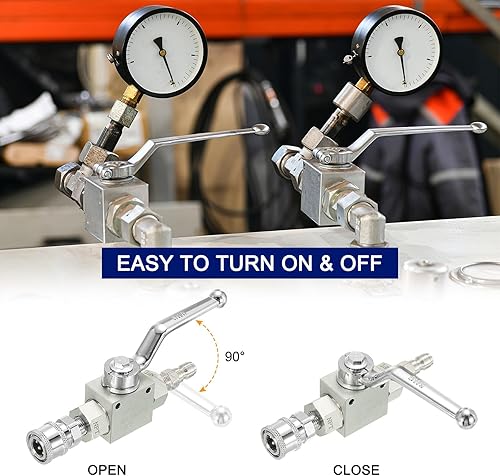 Miniatura 5 de PATIKIL Kit de válvula de bola para lavadora de alta presión, manguera de arandela de acero inoxidable con cintas de conexión rápida de 1/4 pulgadas