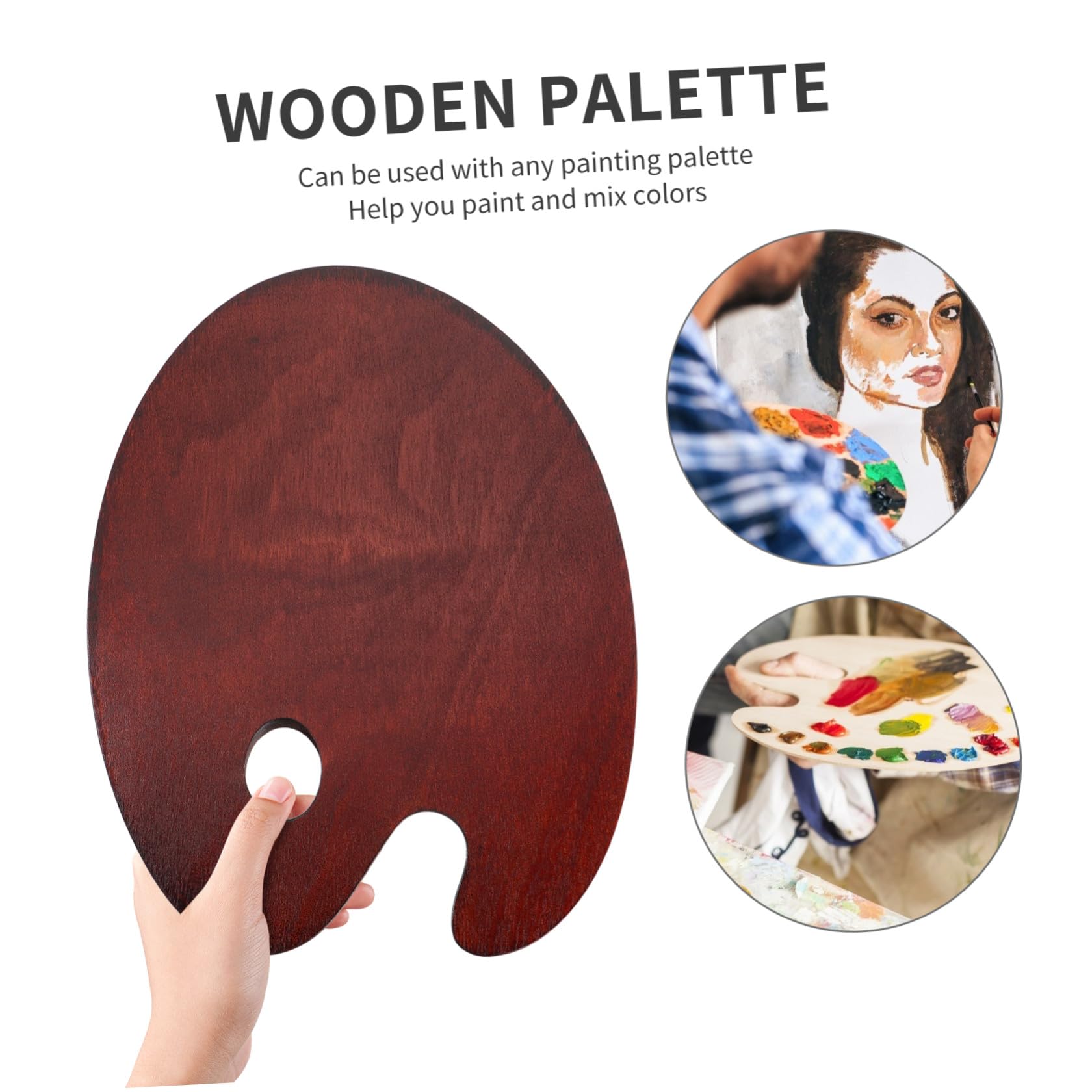 Palette Peinture en Bois pour Artistes 30x40 Cm Couleur Noyer Palette Mélange Pigments Aquarelle et Huile Accessoire Peinture Artistique et Scolaire