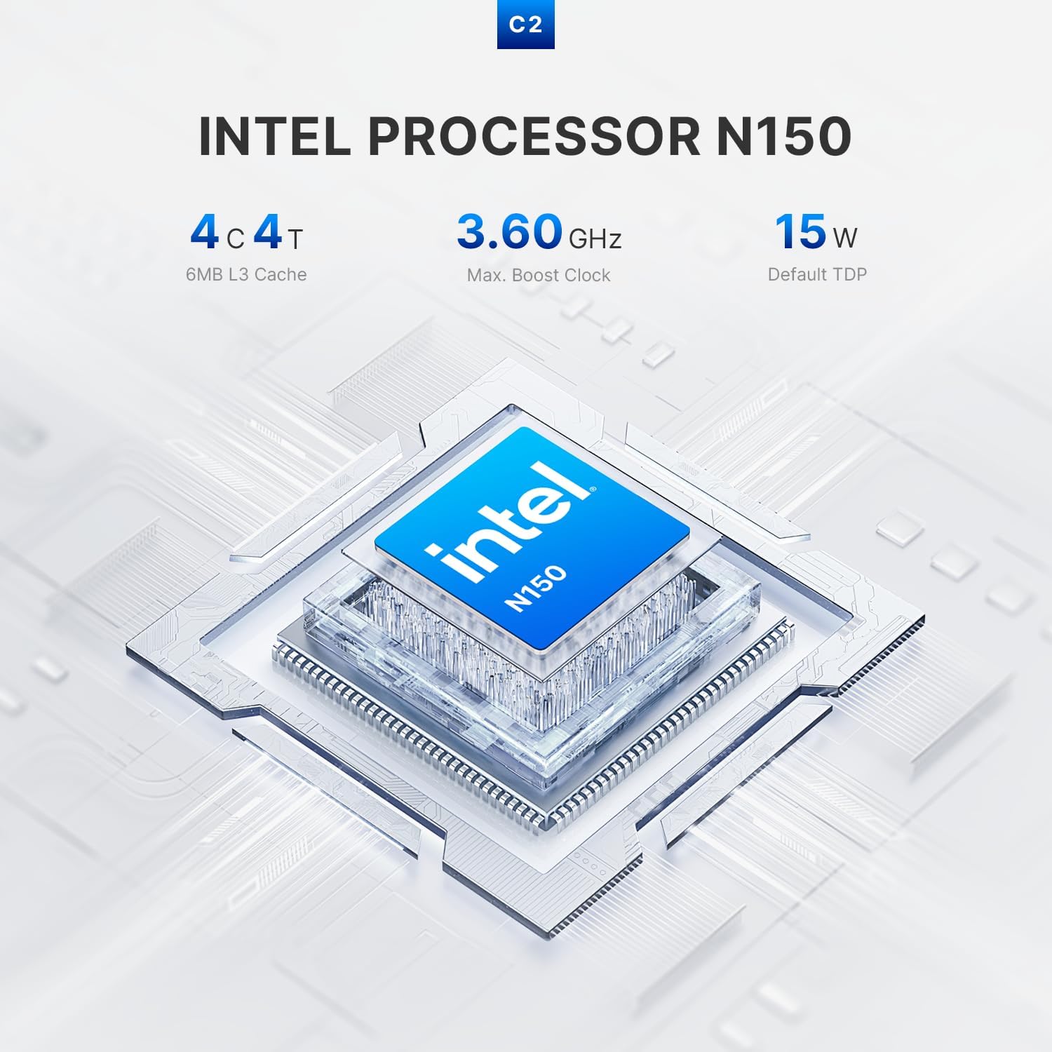 C2 Dual 1G LAN Mini PC Intel N150 3.6GHz, 12GB LPDDR5 512GB NVMe SSD, 4K Triple Displays (HDMI x2, DP), Wi-Fi 5, BT 5.0, Micro PC for Firewall, NAS, Home Server, Desktop Computers, Office