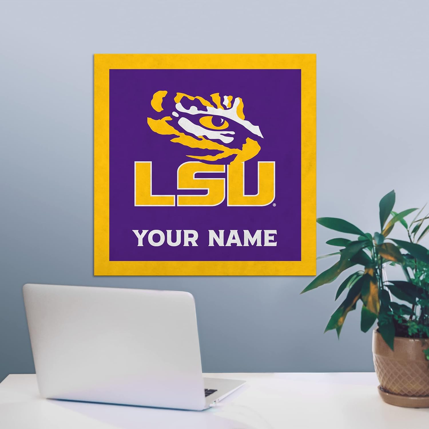 Rico Industries NCAA LSU Tigers Personalized 23" Felt Wall Banner - Sports Decor for Man Cave, Game Room, Office & Bedroom - Long-Lasting, Customizable Wall Decorations - Made in The USA