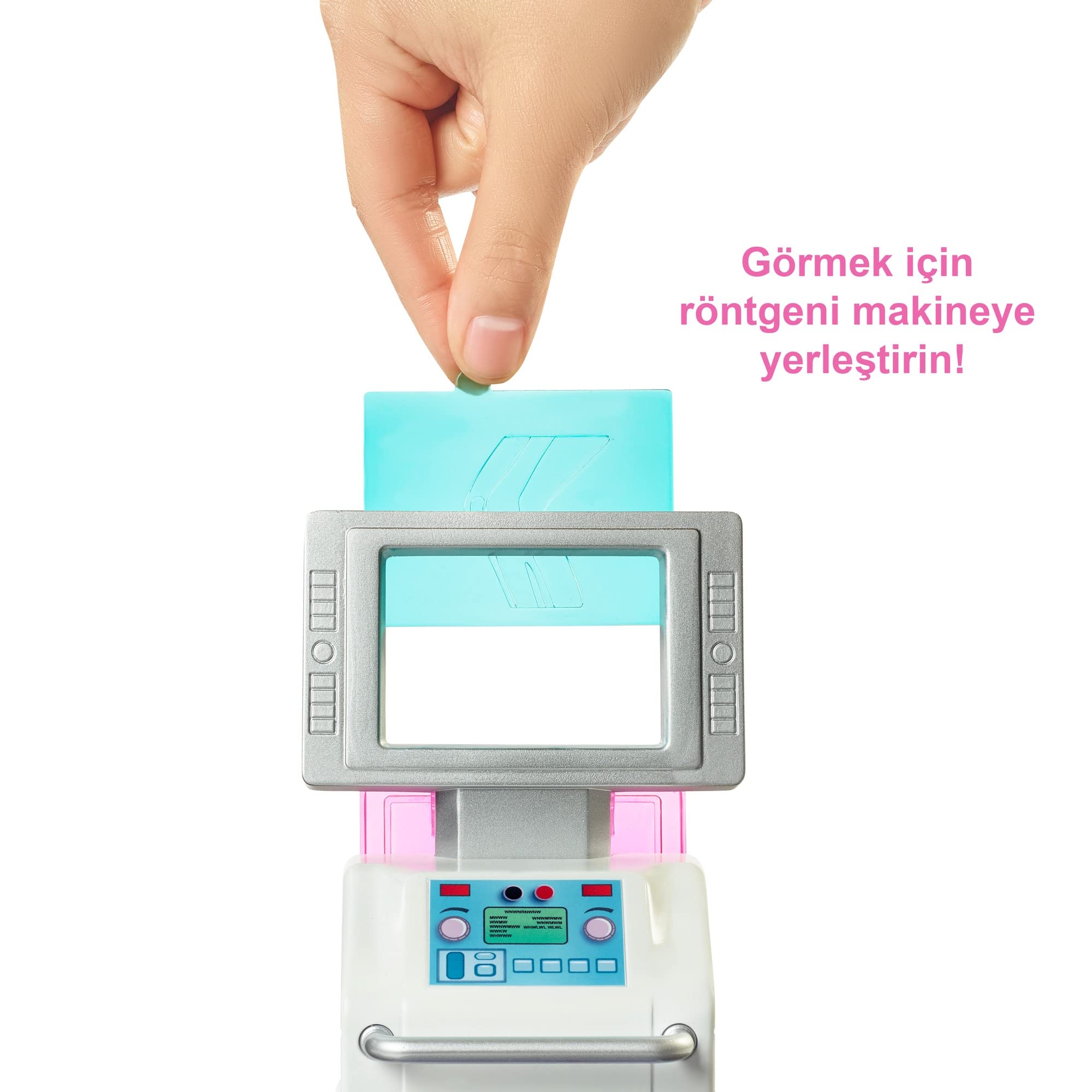 Barbie GTN61 - Wracaj do zdrowia wkrótce, zestaw szpitalny z brunetką lalką Barbie, 4 obszary zabaw, ponad 30 elementów, zabawka od 4 lat