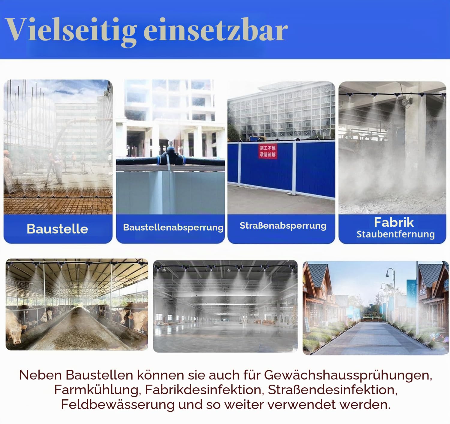 Sprühnebel Kühlung Set, Outdoor Misting System Mit 20 Messing Nebeldüsen & Ein Filter, Nebelkühlung Für Garten Gewächshaus(787inch/20m/65.6ft)