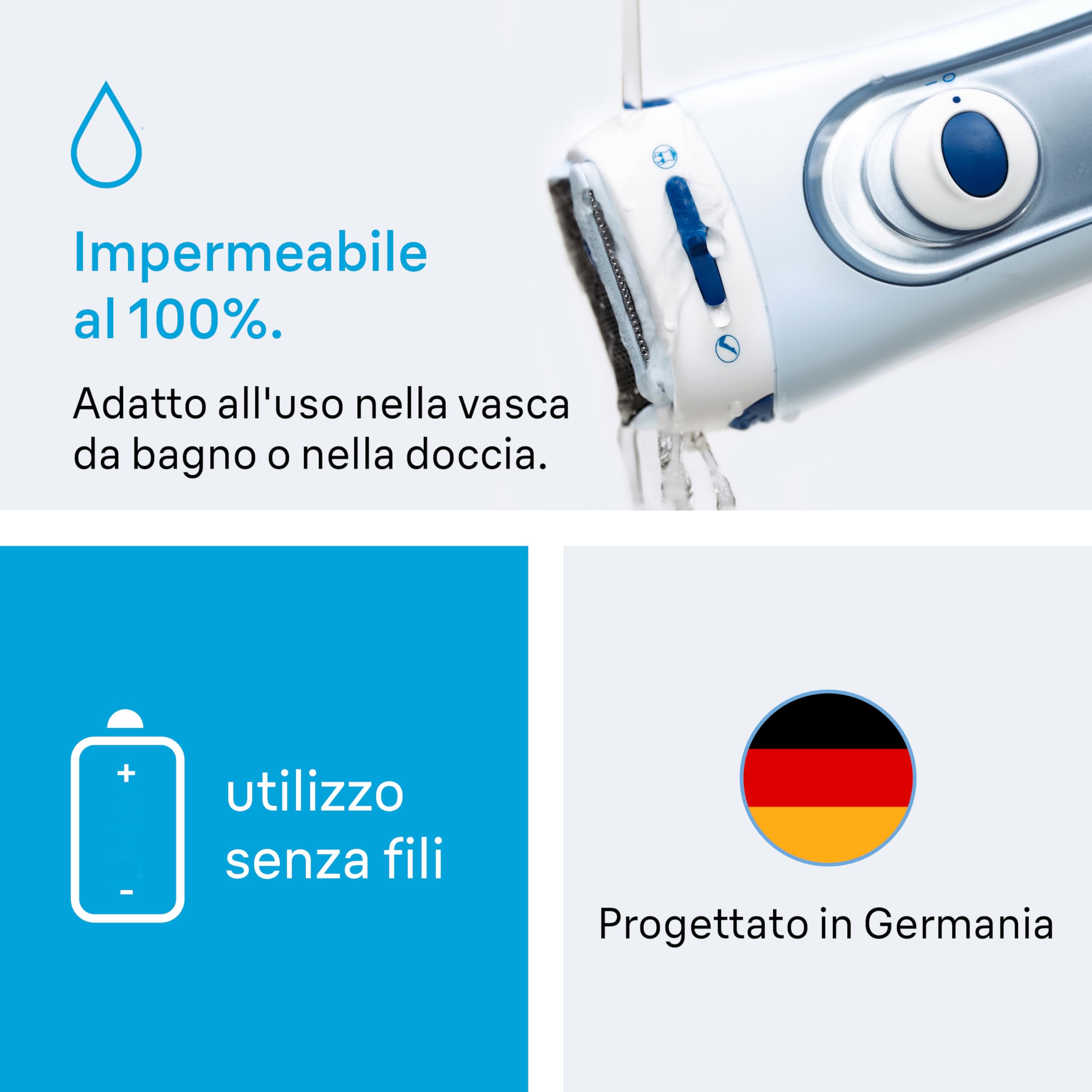 Braun Silk-épil LS5-160 Rasoio Donna Elettrico senza Fili, Rifinitore e Sistema Esfoliante Wet&Dry 3 in 1 con 2 Accessori, Blu