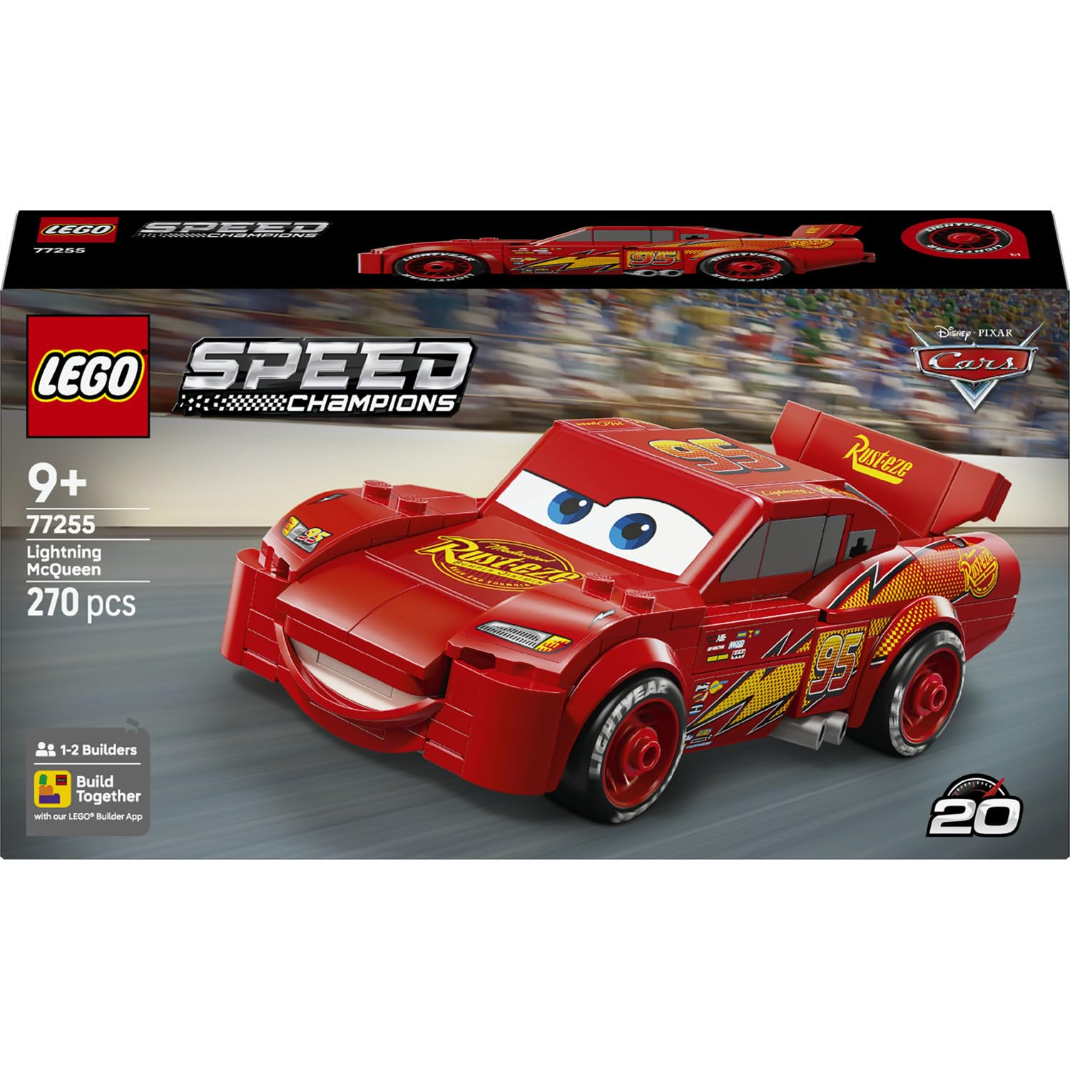 LEGO Speed Champions Lightning McQueen 77255 | Toys for 9+ Year Old Boys, Collectible Race Car Model Kit, Detailed Undercarriage, Cars Movie Set, Gift Idea, 270 Pieces
