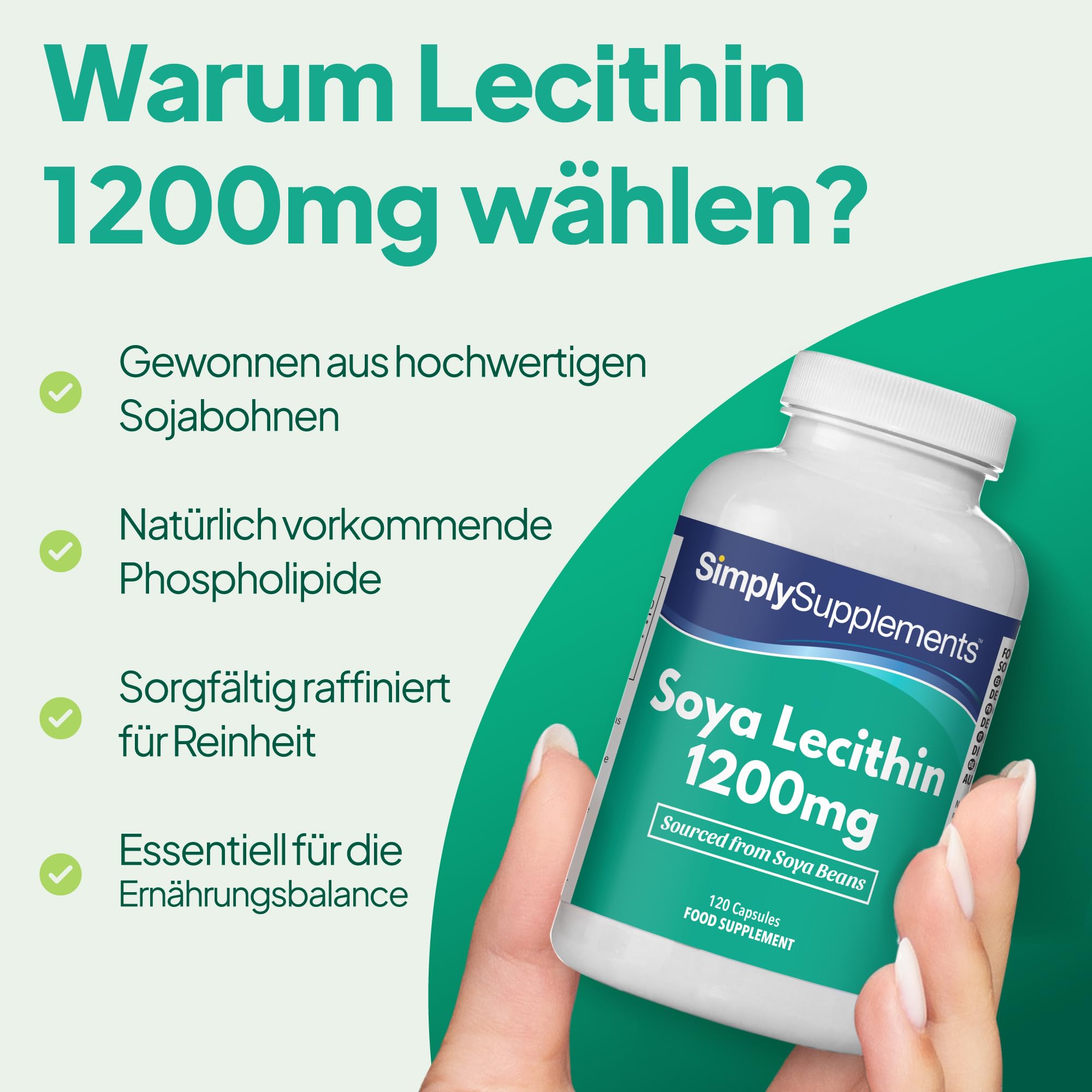 Lecithin 1200 mg Kapseln | Hochreines Sojalecithin | 240 Kapseln | GMP-zertifiziert & in Großbritannien hergestellt | Natürlich im Körper vorhanden | Essentielle Quelle für Phospholipide