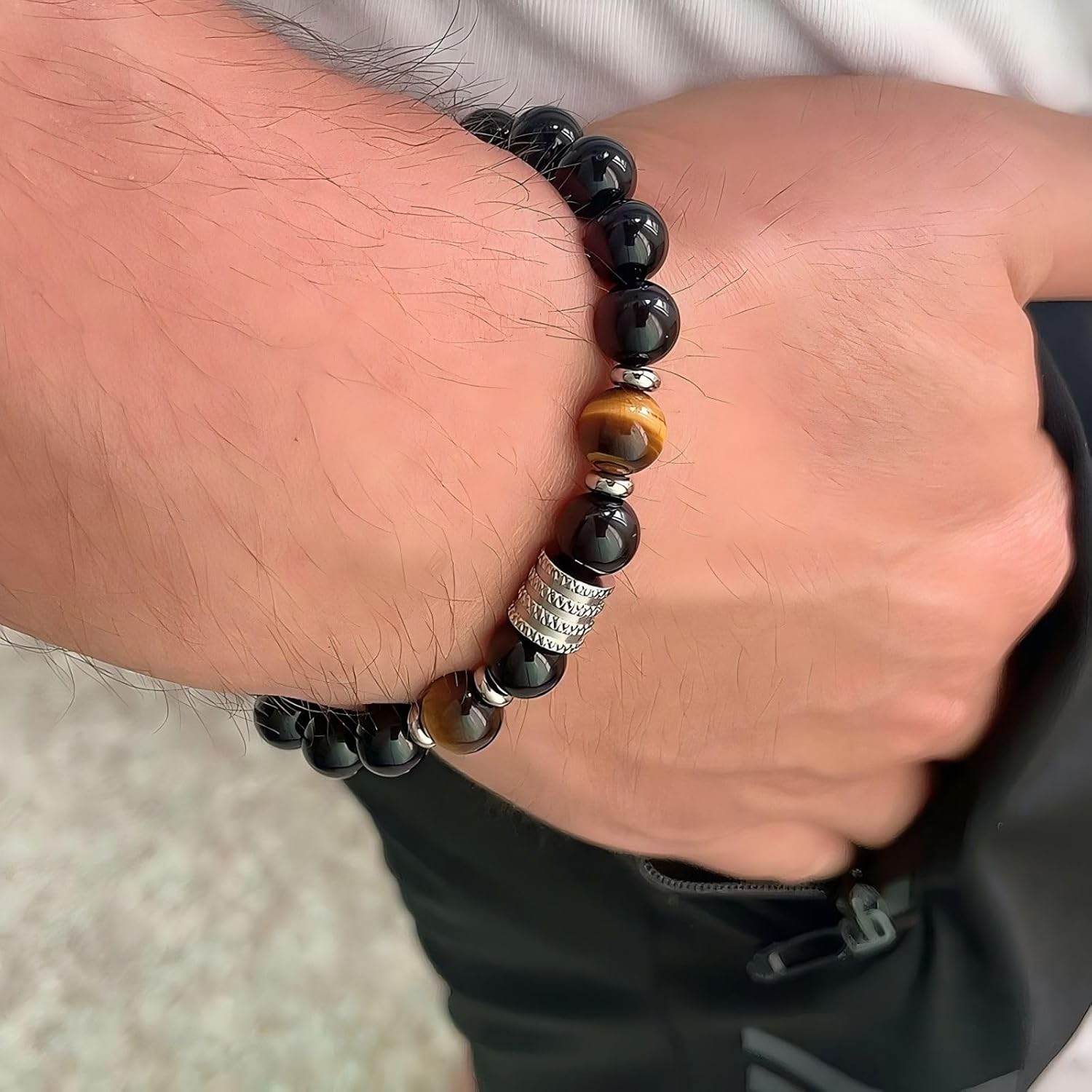 Tiger Eye Bracelet Men Women,Mens Bracelets Beads,Crystal Healing Bracelet Jewelry for Men Women - Image 2