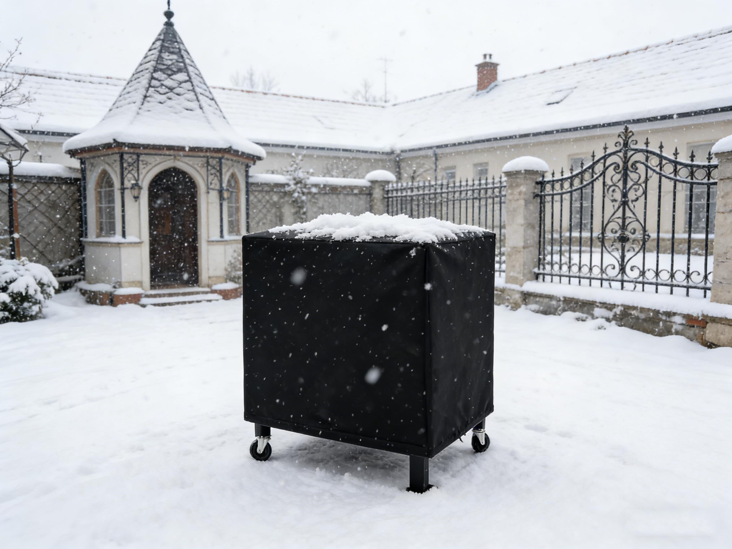 Azatemgo copertura per barbecue da esterno in tessuto oxford 420D, impermeabile, antipolvere, antivento, per Keter Carrello Barbecue(100 x 65 x 90 cm)