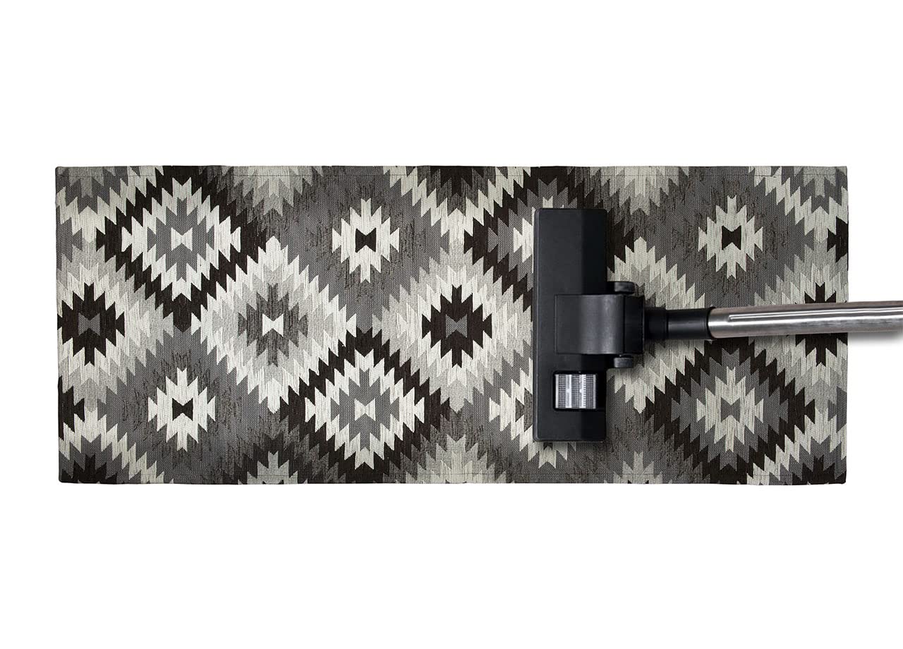 BIANCHERIAWEB By Suardi - Lot de 2 tapis d'ameublement antidérapant pour chambre salon, motif abstrait, géométrique, 65 x 110, noir