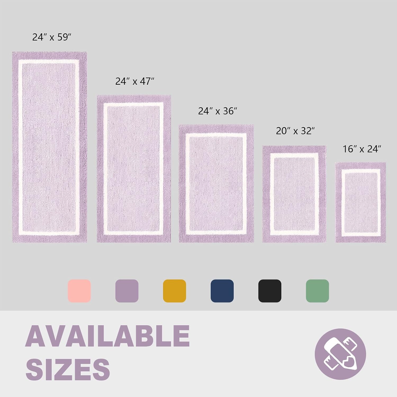 CozeCube Lavender Bath Runner 59"x24" Non Slip Washable Rug image 2