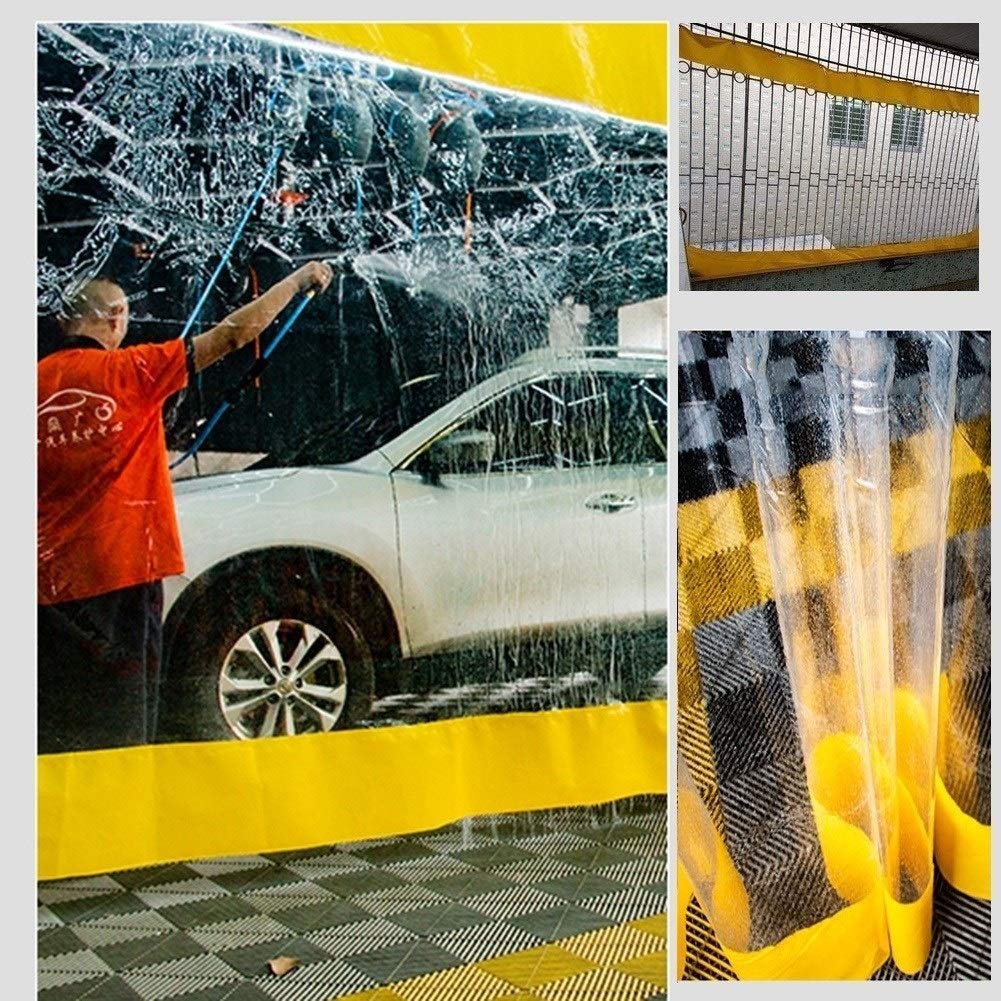 Tenda impermeabile per porta esterna con occhielli tessuto termoisolante antivento per pergolato garage gazebo grigio trasparente 4 x 1,3 m