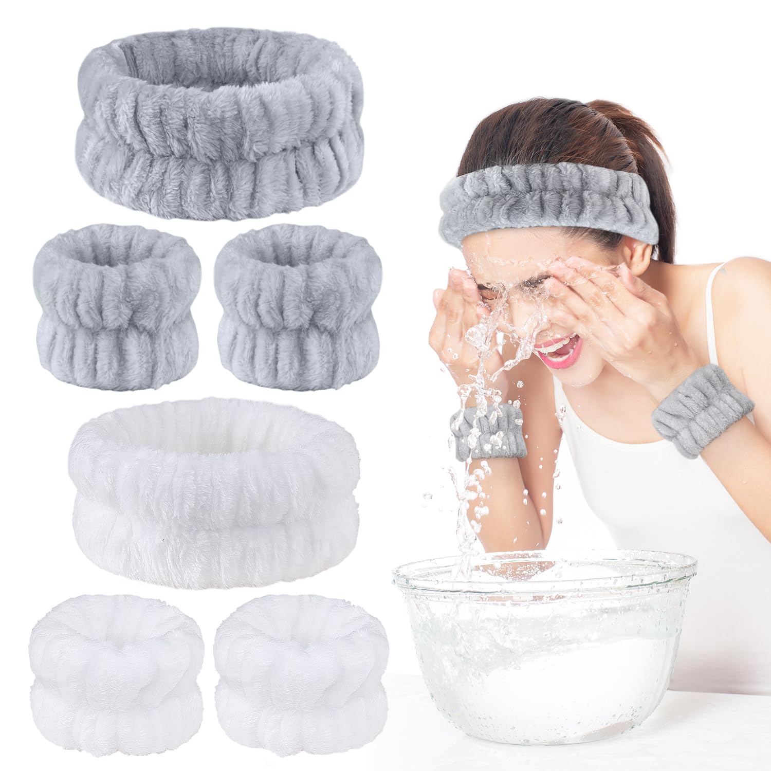 Amazon.co.jp: ヘアバンド 洗顔 リストバンド 2セット(6点)入り 吸水