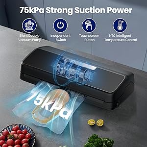 Vacuum Sealer Machine, 7-in-1 Vacuum Sealer for Food with Built-in Cutter and Bag Storage, Dry/Moist/Gentle Mode, Removable Drip tray, Complete Starter Kits