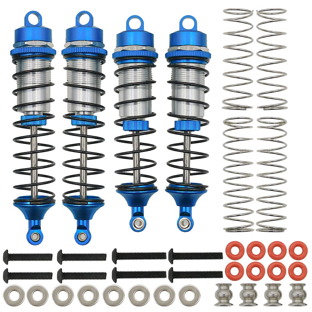 RCAWD RC ARRMA Ammortizzatore, Montato Full Metal Anteriore e Posteriore Ammortizzatore per Arrma 1/10 Granito BIGROCK SENTON Typhon sostituire AR330550 AR330551 parte aggiornata 4 pezzi (blu)