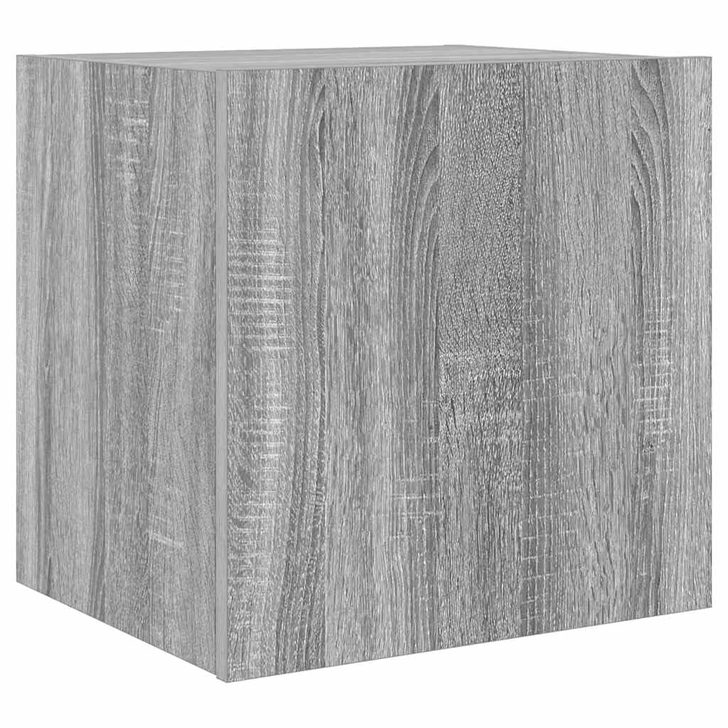 vidaXL TV Wall Cabinet with LED Lights, Floating TV Unit for Living Room Office, Wall Mounted TV Cabinet, Modern Style, Grey Sonoma