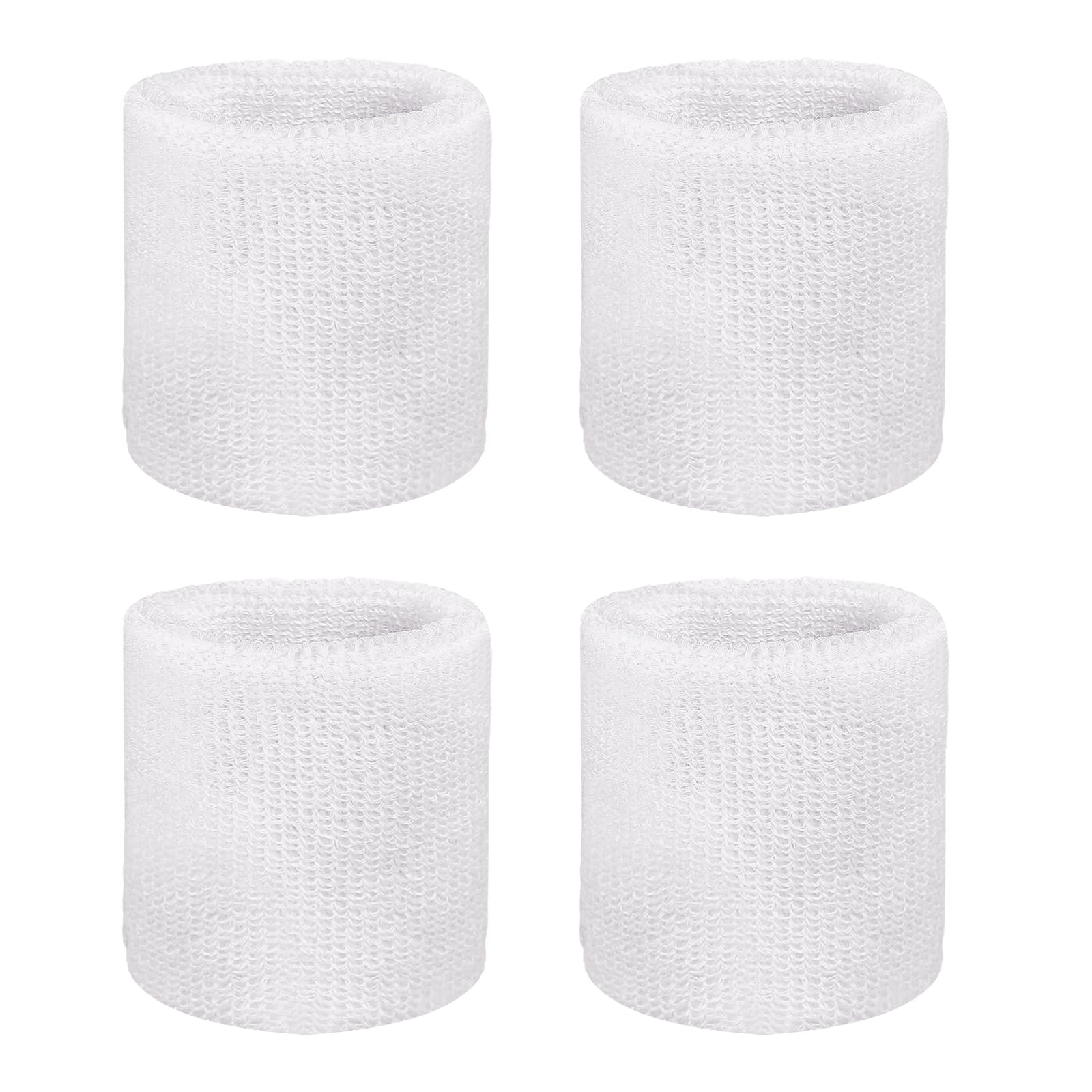 YELARXI Wristbands Sweatbands, Wrist Bands for Sweat Sports Wristbands 3x3 in & 4 Pack & White-Fitting for (Tennis/Basketball/Football/Running/Working Out/Men & Women)