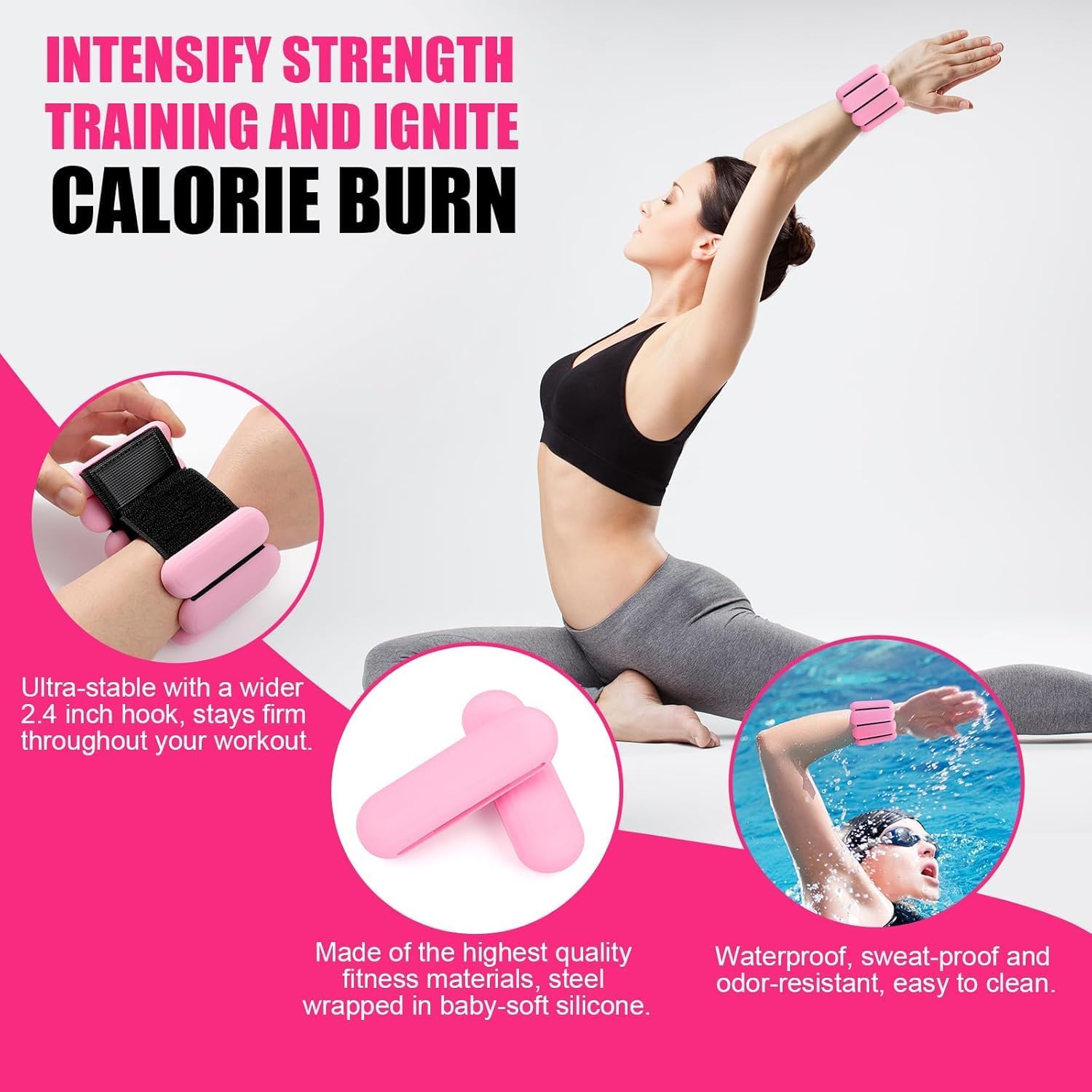 Pilates Ring Set 15PCS Pilates Equipment Set with Adjustable Ankle Wrist Weights,Yoga Ball,Figure 8 Resistance Band,Tape Measure,Pilates Bands & Accessories,Pilates Ring and Ball Set - Image 4