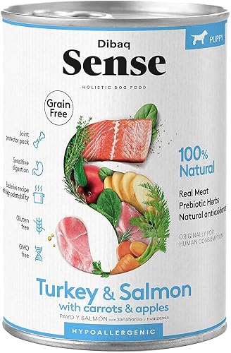 Dibaq Sense - Comida húmeda para perros cachorros Dibaq Sense paté pavo y salmón 380 g