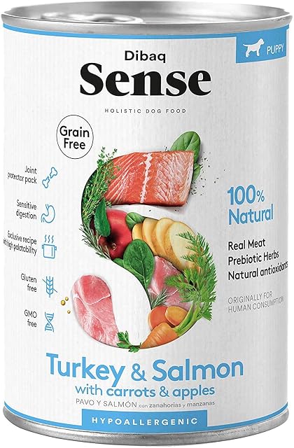 Dibaq Sense - Comida húmeda para perros cachorros Dibaq Sense paté pavo y salmón 380 g