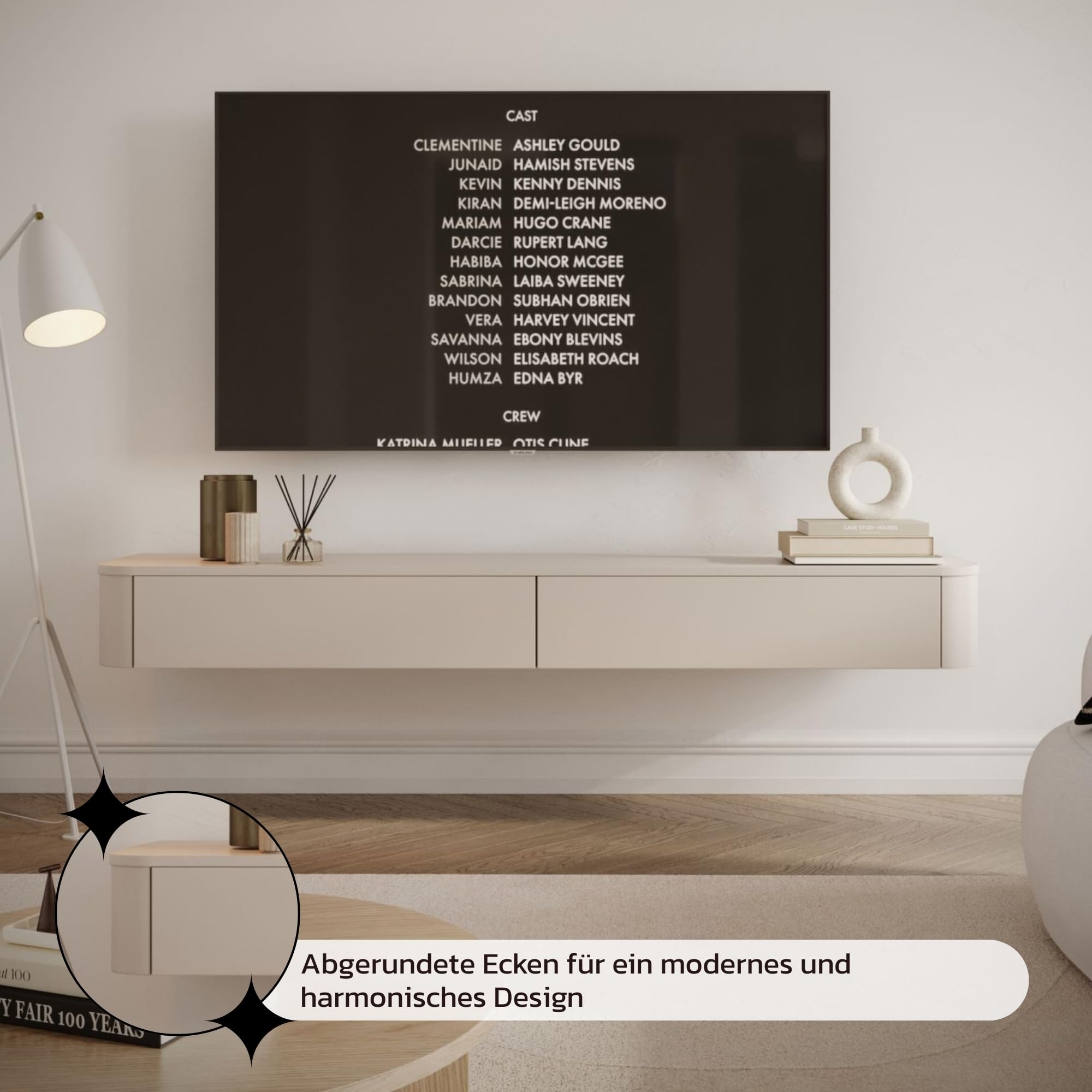 Selsey Hängendes TV-Lowboard 175 cm – Minimalistisches TV-Schrank in Kaschmir-Matt, mit Stauraum – Elegantes TV-Board für Wohnwand Wohnzimmer, MDF & Spanplatte, Kaschmirgrau